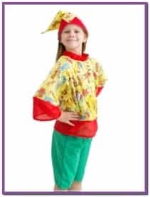 Детский костюм Петрушки для девочки