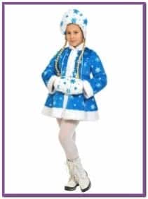 Детский костюм Снегурочки со снежинками