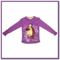 Фиолетовая футболка для девочек Маша и Медведь