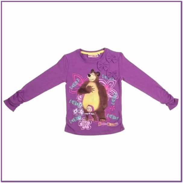 Фиолетовая футболка для девочек Маша и Медведь