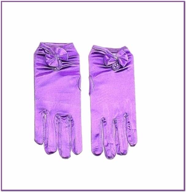 Фиолетовые перчатки с бантиком