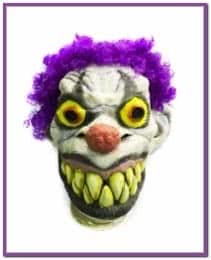 Латексная маска клоуна с фиолетовыми волосами