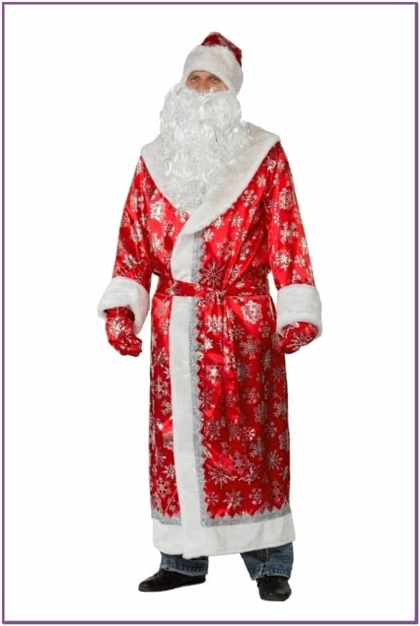 Сатиновый красный костюм Деда Мороза